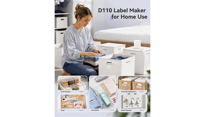 NIIMBOT D110 Bluetooth Label Maker Machine with 1Tape for Home Use, White thumbnail 2