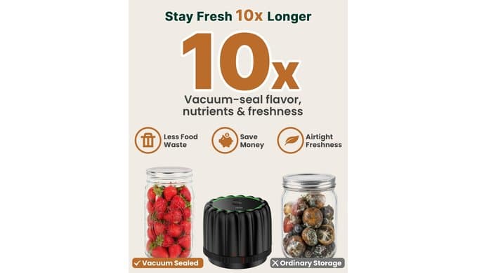 2026 Upgraded Electric Mason Jar Vacuum Sealer Kit for Food Storage thumbnail 2