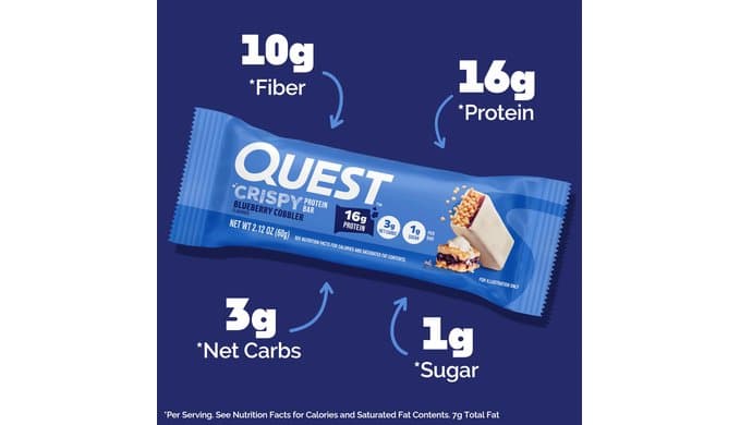Quest Nutrition Crispy Blueberry Cobbler Protein Bar, 16g Protein, 12 Count thumbnail 3