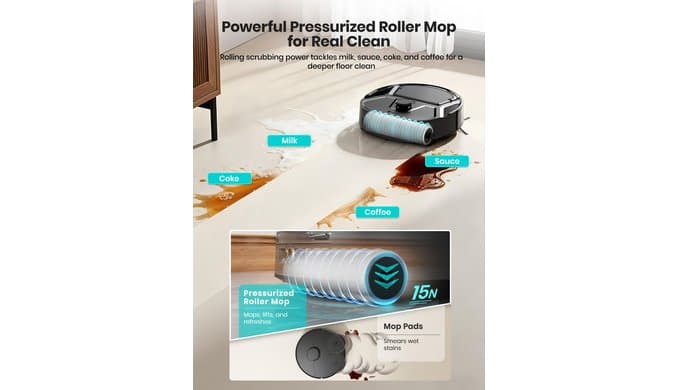 Lefant Robot Vacuum and Mop, 20000Pa Strong Suction, Self-Cleaning Roller Mop with Auto Drying, LiDAR Navigation & Obstacle Avoidance, Tangle-Free Pet Hair, Slim, 800ml Dustbin, 5G WiFi, M210 Pro OMNI thumbnail 2