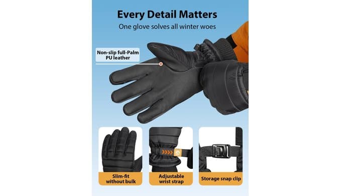 RIGWARL Waterproof Winter Gloves for Women Men with 3M Thinsulate thumbnail 4