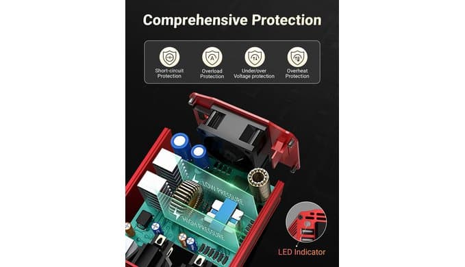 BESTEK Power Inverter DC 12-17V to AC 110V - 300W Car Plug Adapter Outlet thumbnail 3