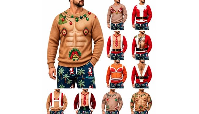 Ugly Christmas Sweatshirt for Men Funny 3D Print Pullover Shirts Trendy thumbnail 1