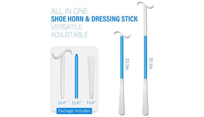 35.5 Inch Long Handled Shoe Horn, Dressing Stick, Sock Remover Aid Helper - Versatile, Adjustable Dressing Aid for Shoes, Socks, Shirts, Pants - Long Shoe Horn, Shoe Horn Long Handle for Seniors thumbnail 5