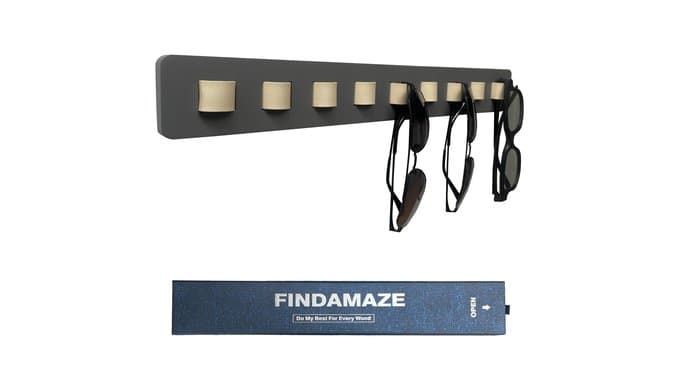Sunglasses Organizer Wall Mounted Wood Sunglass Holder for Home Glasses Holder/Sunglasses Rack,Home Decor (Gray-1pcs-long) thumbnail 1