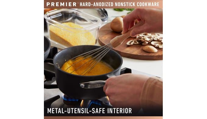 Calphalon Premier Hard-Anodized Nonstick Cookware 11-Piece Pots and Pans Set Dishwasher and Oven Safe with MineralShield Nonstick Technology Durable and Versatile Kitchen Cookware thumbnail 4
