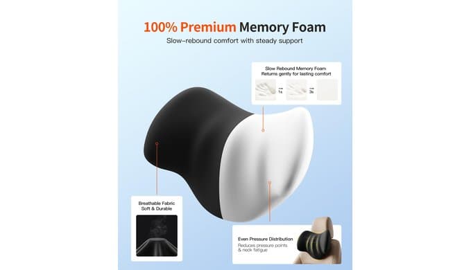 Car Headrest Pillow for Drivers: 100% Memory Foam thumbnail 3
