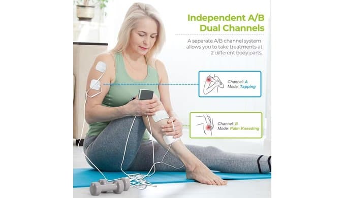 AUVON Dual Channel TENS Unit Muscle Stimulator Machine with 20 Modes, 2" and 2"x4" TENS Unit Electrode Pads thumbnail 3