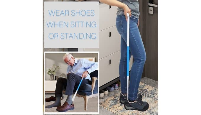 35.5 Inch Long Handled Shoe Horn, Dressing Stick, Sock Remover Aid Helper - Versatile, Adjustable Dressing Aid for Shoes, Socks, Shirts, Pants - Long Shoe Horn, Shoe Horn Long Handle for Seniors thumbnail 2