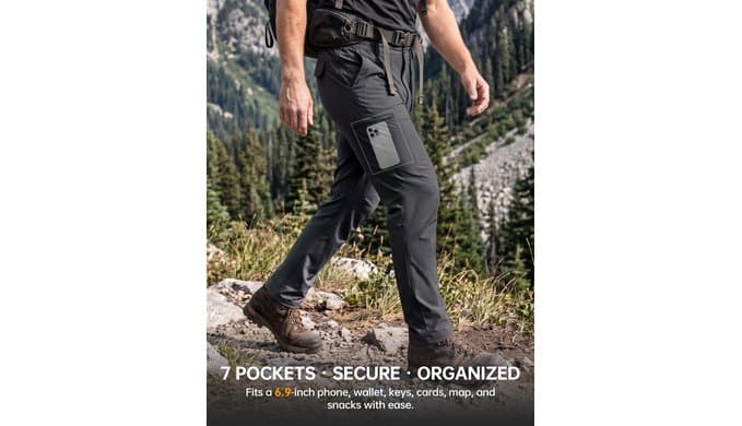 MOURCE Hiking Pants Men Lightweight Quick-Dry - Water Resistant Stretch Travel Pants with 7 Pockets for Outdoor Fishing thumbnail 3