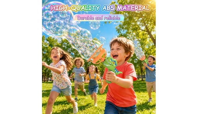Bubble-in-Bubble Dino Bubble Gun for Kids Ages 3-9 Green thumbnail 5