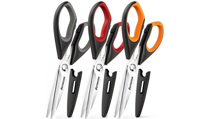 Astercook Kitchen Scissors, 3-Pack Heavy Duty Kitchen Shears with Stainless Steel Blades for Meat, Poultry, Herbs, Vegetables and Packaging, Dishwasher Safe Seafood Tools thumbnail 1