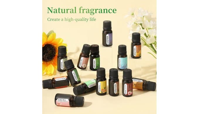 Essential Oils Set, 12 Scents, 10 ML Bottles, Lavender, Lemon, Rose, Jasmine, Vanilla, Sandalwood and More, for Humidifiers, Diffusers, Aromatherapy thumbnail 2