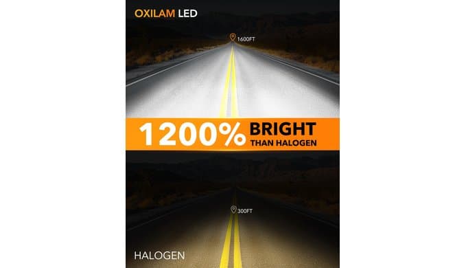 OXILAM 9005/HB3 LED Light Bulb, 12X Brighter 6500K Cool White, Anti-Flicker, 60,000Hrs Lifespan, Plug and Play, IP68, 9005 LED Light Compatible with Cars Trucks SUVs, Pack of 2 thumbnail 2
