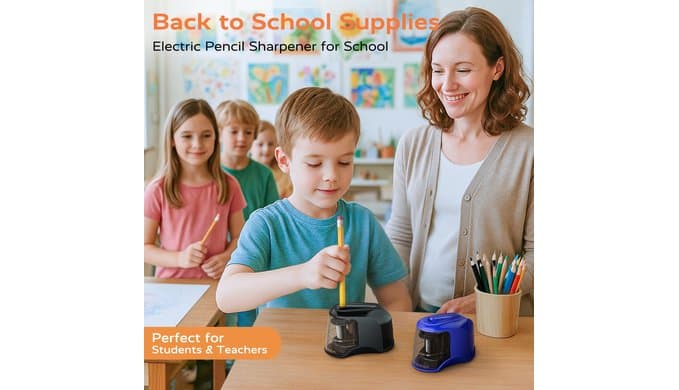 STAGEEK Electric Pencil Sharpener, Plug in or USB/Battery Operated, Blue thumbnail 2