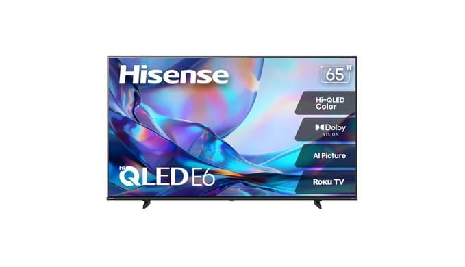 Hisense 65" Class E6SR Series Hi-QLED 4K UHD Smart Roku TV (65E6SR, 2026 Model) - Dolby Vision, Game Mode Plus, VRR, ALLM, DTS Virtual:X, Apple AirPlay, Compatible with Alexa and Google Assistant thumbnail 1