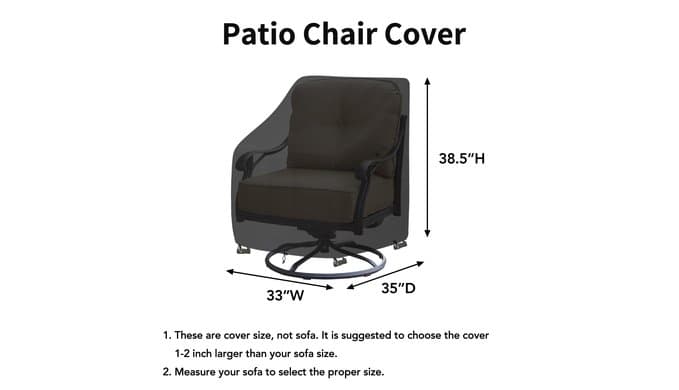 Easy-Going Waterproof Outdoor Swivel Chair Cover, 2 Pack-33Wx35Dx38.5H inch thumbnail 3