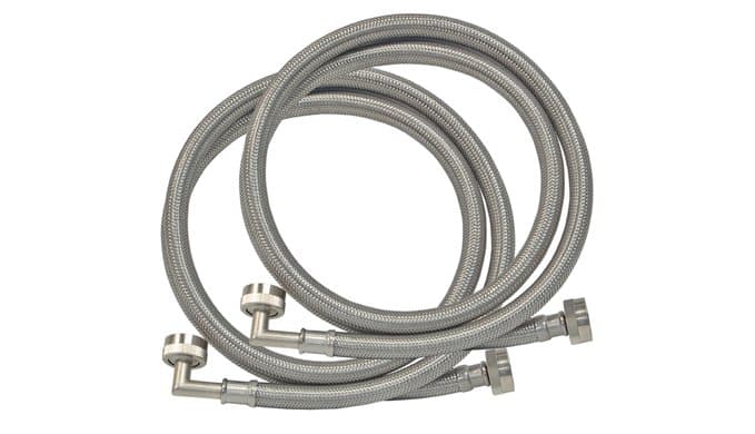 Eastman 6 ft Washing Machine Hose Connectors with Elbows, Pack of 2, 3/4 in FHT x 3/4 in FHT, Braided Stainless Steel, 41066 thumbnail 1