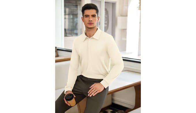 Deyeek Men's Long Sleeve Polo Shirts, Quick Dry Golf Polo for Men thumbnail 3
