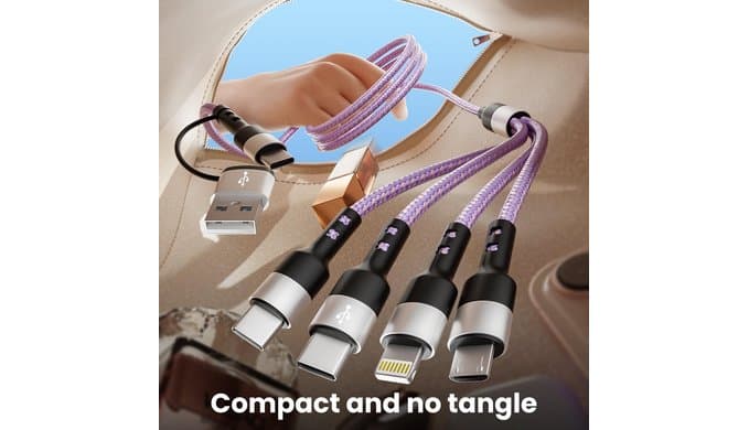 Dual Type-C 4 in 2 Multi Charging Cable, USB A/C to Dual USB C/IP/Micro USB thumbnail 5