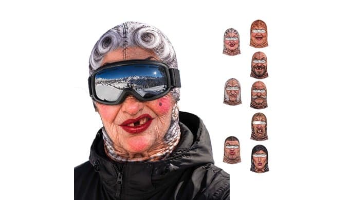Funny Ski Mask for Adults Old Man Realistic Balaclava Face Mask thumbnail 1