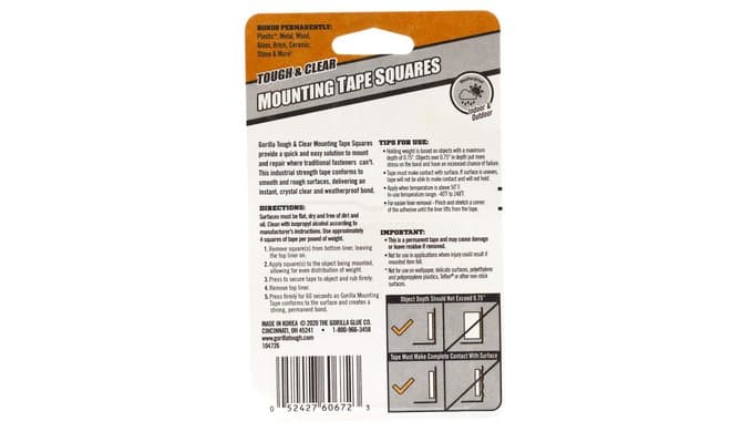GORILLA Invisible Hold Double Sided Tape, 24 Pre-Cut 1" Mounting Squares thumbnail 2
