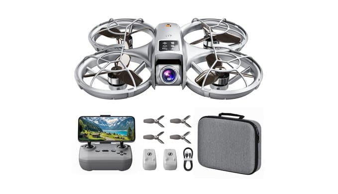 Mini Drone with HD FPV Camera, Beginner Friendly RC Quadcopter for Teens Adults, 90° Tilt Lens, Altitude Hold, One Key Takeoff, 3D Flips, 3 Speed Modes, 2 Batteries 25 Mins Flight, Indoor Outdoor Gift (Gray) thumbnail 1