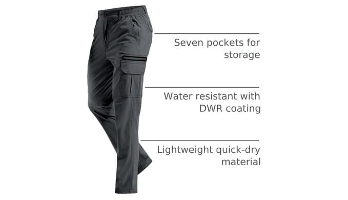 MOURCE Hiking Pants Men Lightweight Quick-Dry - Water Resistant Stretch Travel Pants with 7 Pockets for Outdoor Fishing thumbnail 4