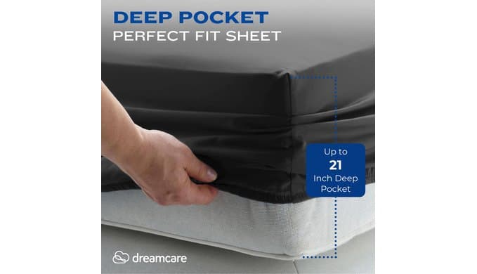 DREAMCARE King Size Sheets Set - King - Extra Deep - Gray thumbnail 4