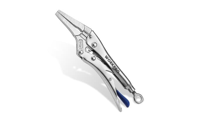 WORKPRO 6.5" Long Nose Locking Pliers, CR-MO Steel Construction with Perforated Screw, Multipurpose Clamping Tool for Automotive, Welding, and Home DIY thumbnail 1