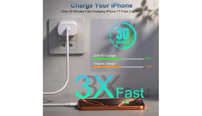 iPhone 17 16 Pro Charger Fast Charging,2Pack 20W Quick USB C Charger Block Type C Chargers Fast Charging,6FT USBC Charging Cable Cord for iPhone 17 Pro/17 ProMax/17 Air/16/16 ProMax/16e/15 Pro/15 Plus thumbnail 2