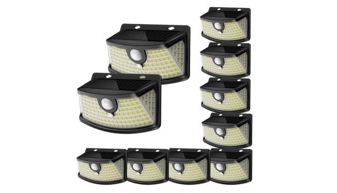 Aootek Solar Motion Sensor Lights Outdoor 120 LEDs, Black, 10 Pack thumbnail 1