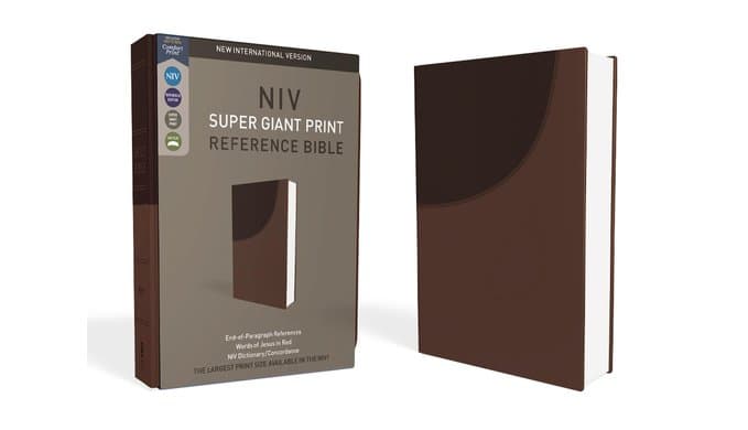 NIV, Super Giant Print Reference Bible (Font Size: 16.5-point), Leathersoft, Brown, Red Letter, Comfort Print thumbnail 1