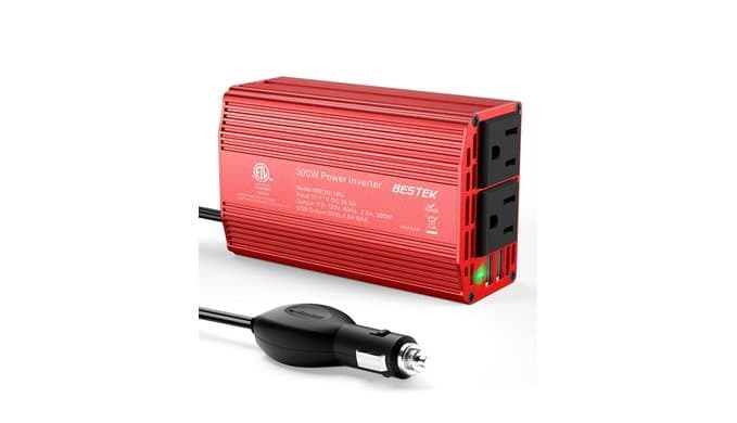BESTEK Power Inverter DC 12-17V to AC 110V - 300W Car Plug Adapter Outlet thumbnail 1