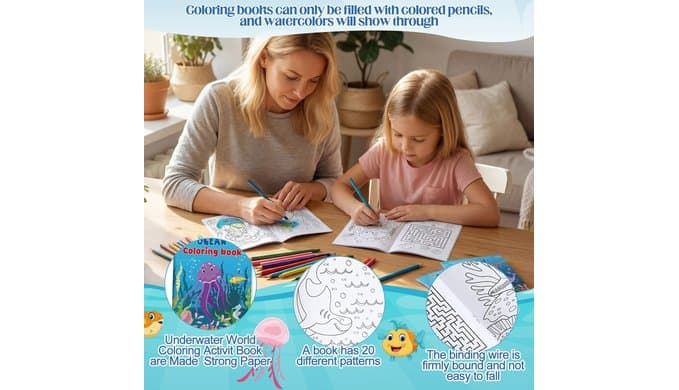 Liliful 24 Pcs Ocean Cartoons Coloring Book Bulk Mini Ocean Cartoons Theme Drawing Book with Sea Creature Shell Patterns Marine Life Goodie Bag Filler Party Favors and Holiday Gifts thumbnail 4