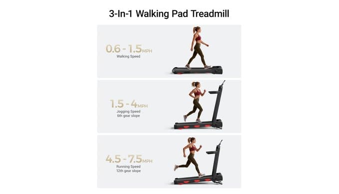 15% Auto Incline Walking Pad Treadmill with 12-Level, 43‌″ High Armrests thumbnail 5