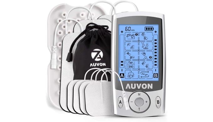 AUVON Dual Channel TENS Unit Muscle Stimulator Machine with 20 Modes, 2" and 2"x4" TENS Unit Electrode Pads thumbnail 1
