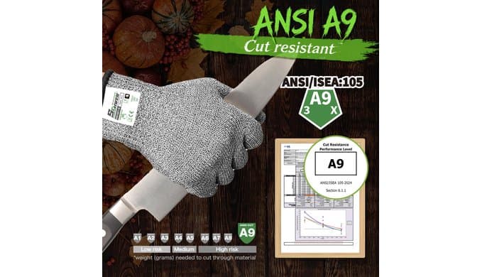 Schwer SlicePro ANSI Cut Resistant Gloves, Food Grade Cutting Glove for Kitchen Food Prep, Mandoline Gloves for Meat Cutting, Oyster Shucking, Fish Fillet Processing, PR1501-G, L thumbnail 3