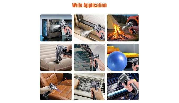 Electric Compressed Air Duster, 130000RPM Cordless Rechargeable Air Duster with Brushless Motor, 4 Gear Adjustable Dust Blower for Computer, Keyboard, Home & Outdoor thumbnail 5