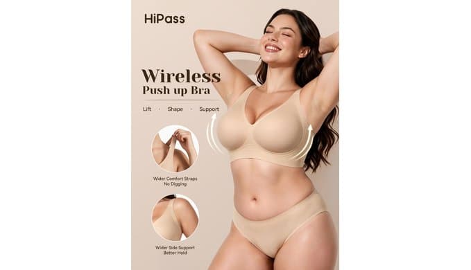 Jelly Bra Seamless Wireless Bra for Women No Underwire Bras Comfy Deep V thumbnail 2