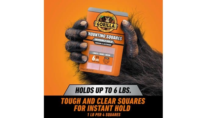 GORILLA Invisible Hold Double Sided Tape, 24 Pre-Cut 1" Mounting Squares thumbnail 3