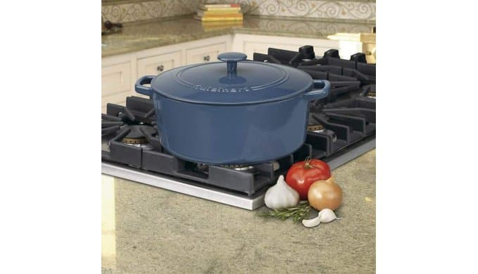 Cuisinart Chef's Classic Enameled Cast Iron Dutch Oven with Lid, Porcelain Enameled Interior, Oven Safe, Induction Compatible, 7-Quart, Round, Provencial Blue thumbnail 2