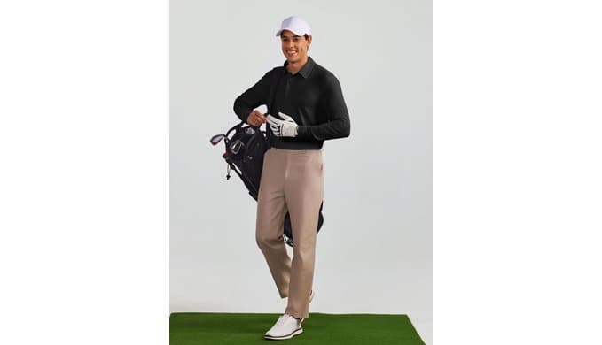 PINSPARK Men's Polo Shirts Long Sleeve Golf Shirts UPF 50+ Collared Shirt thumbnail 3