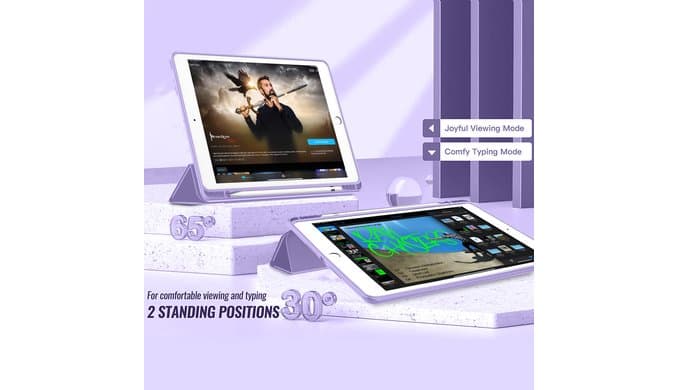ToaPoia Case for iPad 9th Generation 2021/iPad 8th Generation 2020 10.2 Inch with Pencil Holder, iPad 7th Gen 2019 with Clear Transparent Back, Auto Wake/Sleep Cover (Clove Purple) thumbnail 3