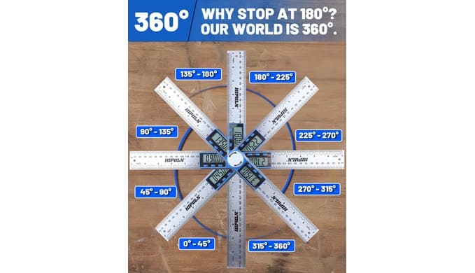 Digital Angle Finder Ruler, 7 Inch 2-in-1 Stainless Steel Angle Finder Tool, 360° Digital Protractor with LCD Display for Woodworking, Construction, Reverse Angle Measurement thumbnail 3