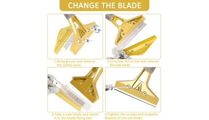 Razor Blade Scraper with 30 PCS Extra Blades and Gloves. thumbnail 4