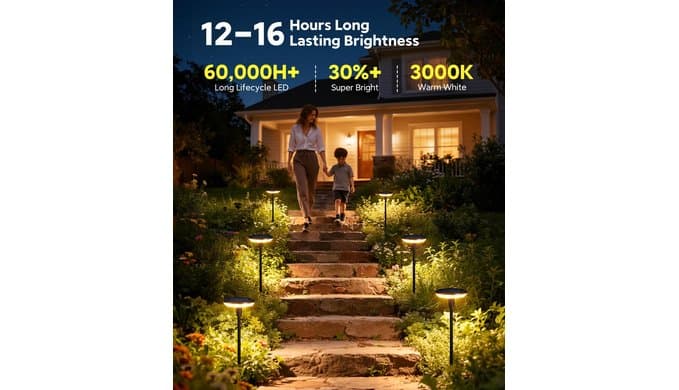 LETMY Solar Pathway Lights Outdoor, 8 Pack Bright Solar Garden Lights thumbnail 4