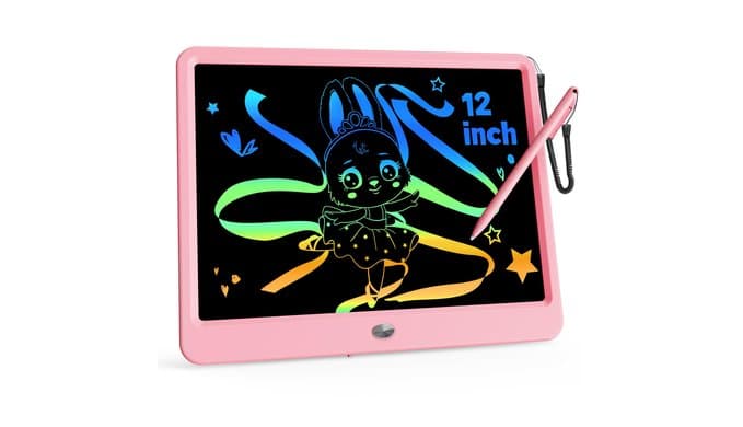 KOKODI 12 Inch LCD Writing Tablet with Anti-Lost Stylus, Erasable Doodle Board Colorful Toddler Drawing Pad, Car Travel School Games Toys for 3 4 5 6 7 8 Kids, Birthday Gift for Girls Boys Adults Pink thumbnail 1