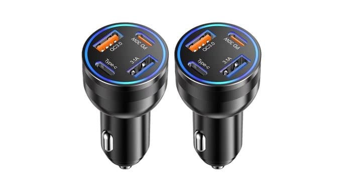 65W USB C Car Charger, 4-Port Cigarette Lighter Adapter PD30W Fast Charging thumbnail 1