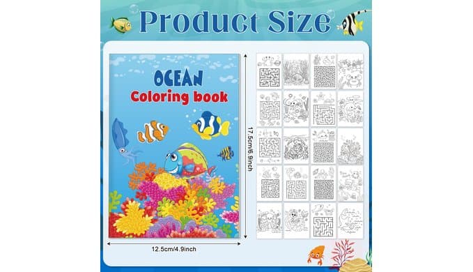 Liliful 24 Pcs Ocean Cartoons Coloring Book Bulk Mini Ocean Cartoons Theme Drawing Book with Sea Creature Shell Patterns Marine Life Goodie Bag Filler Party Favors and Holiday Gifts thumbnail 2